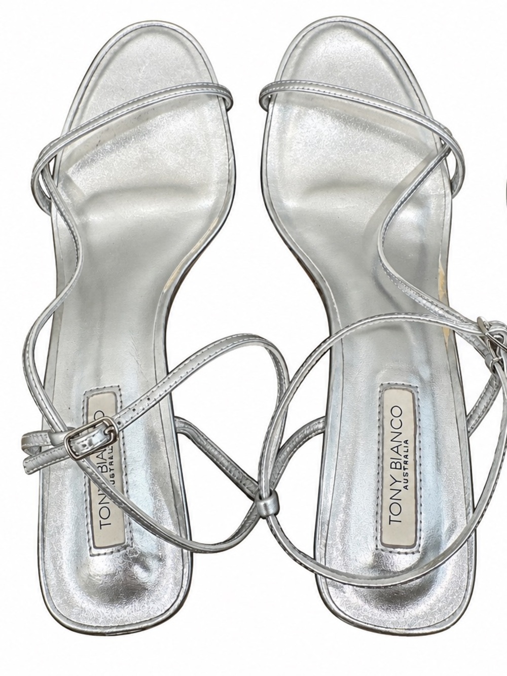 Tony Bianco Silver Metallic Strappy Heels – Women’s 9.5